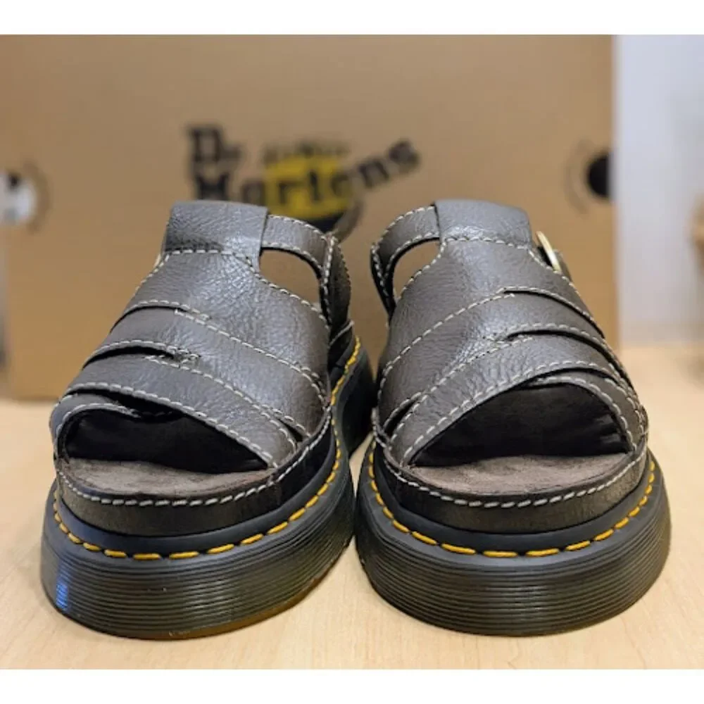Dr. Martens Kelp Brown Maxxy Slide AR Rogue Leather Unisex Sandals UK 8 NIB